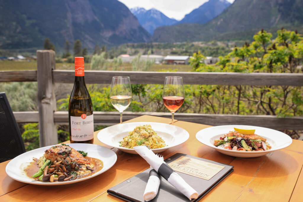 Wine on a patio.